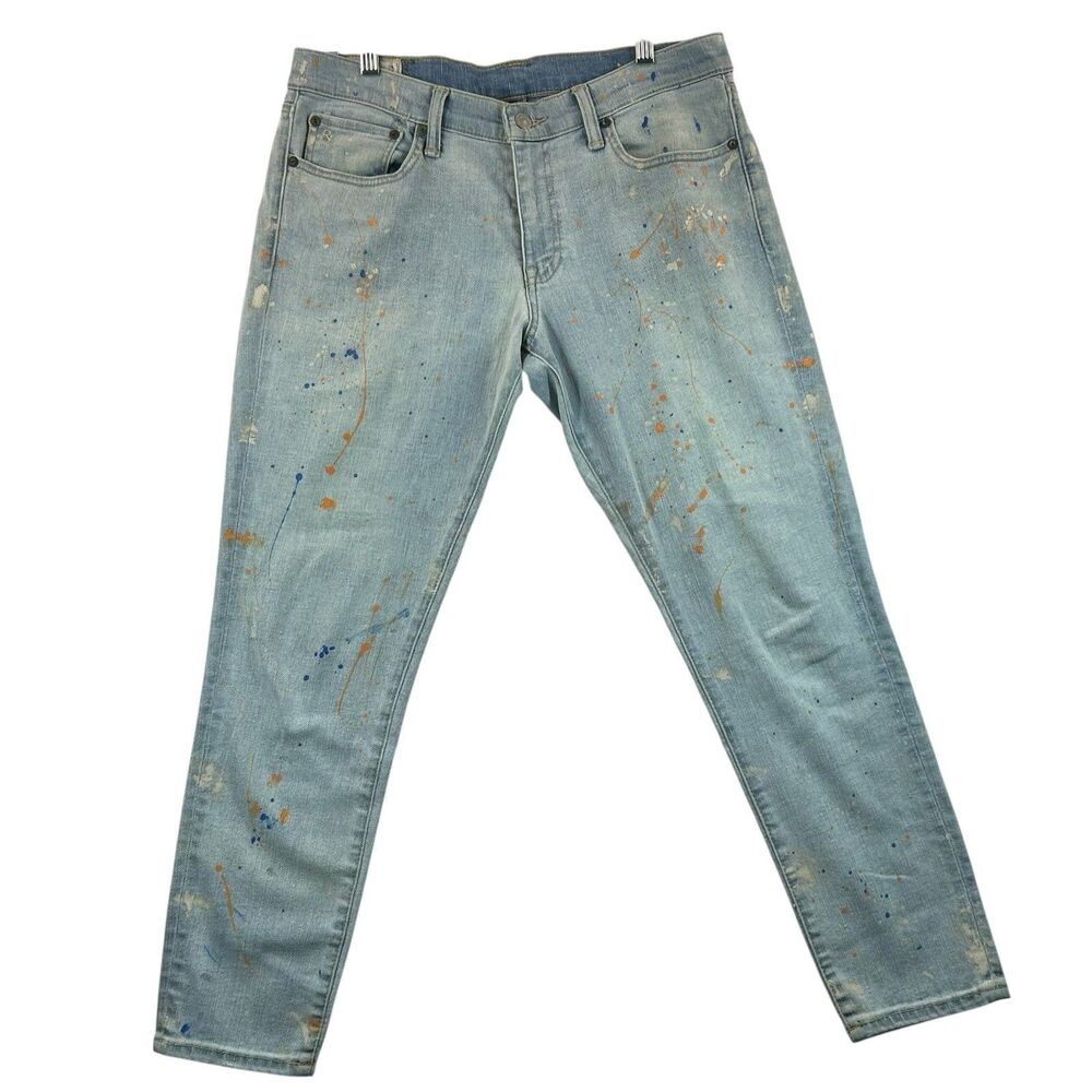 Polo Ralph Lauren Jeans Womens 31 Painted Tompkins Skinny Crop Light Blue Denim